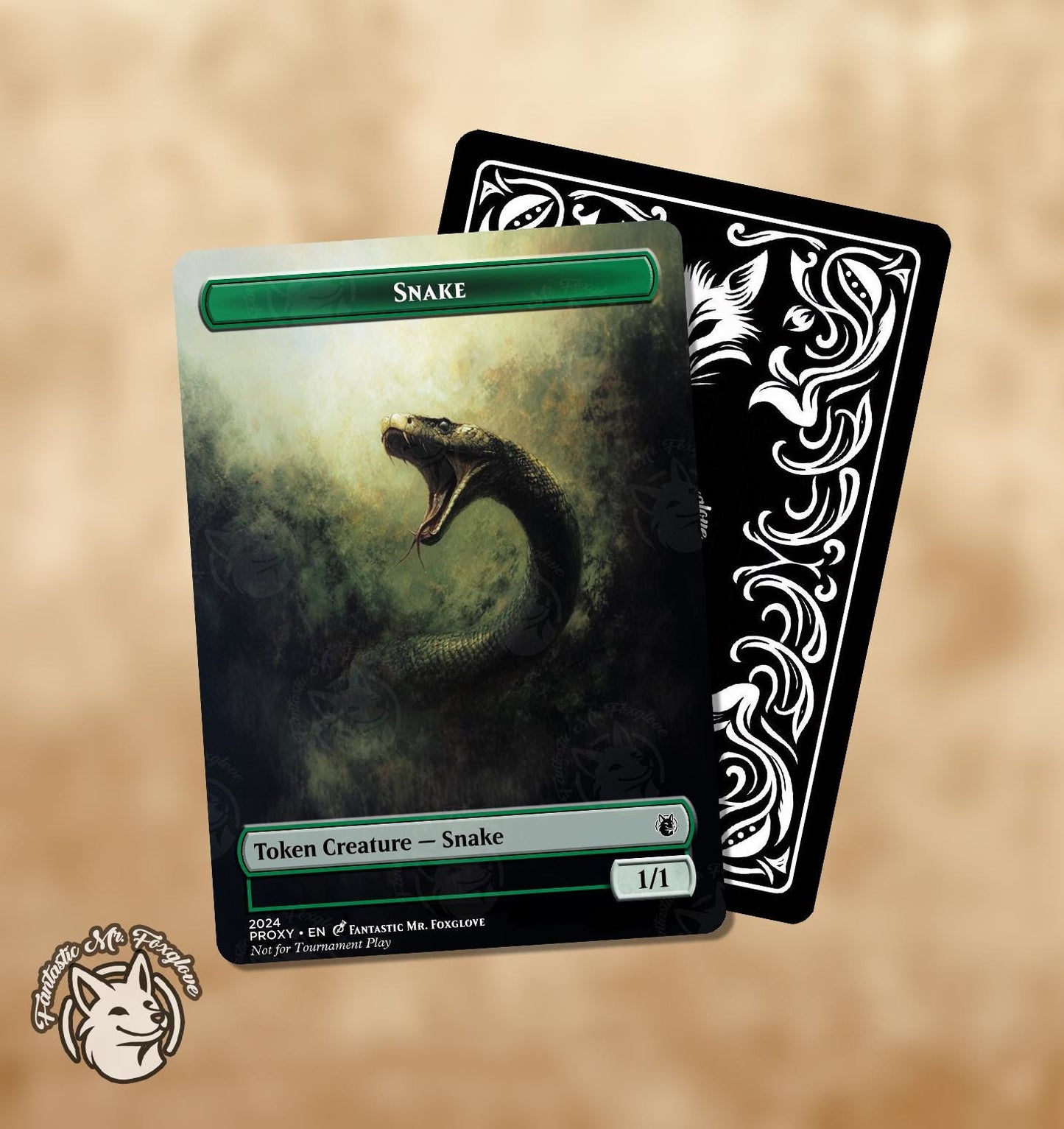 Snake Token | Custom Art Proxy Card — Option for Deathtouch!