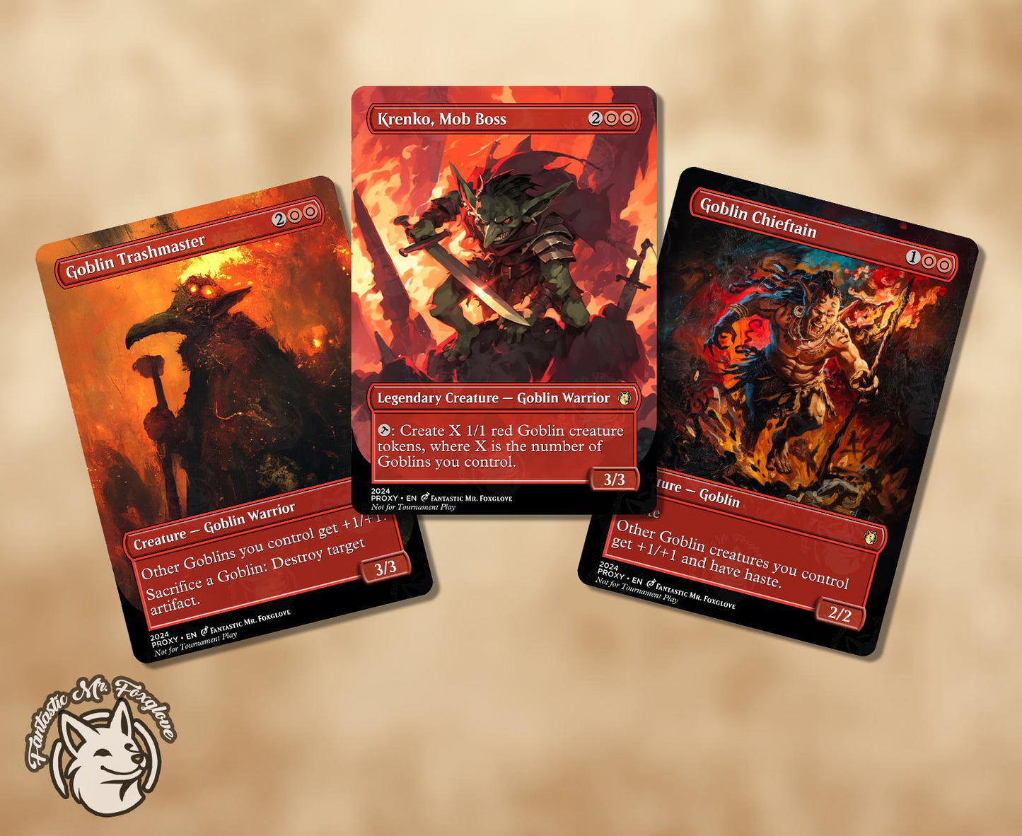Krenko & Goblin Friends | Proxy cards — Up to 36 Goblins! Goblin Sharpshooter, Lackey, Trashmaster, Chieftan, Warren Instigator and more