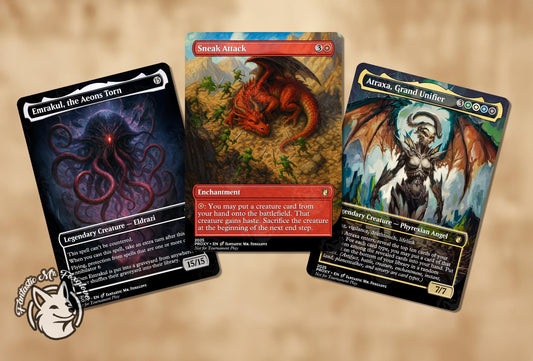 Sneak Attack Bundle | Proxy Cards — Sneak Attack, Emrakul The Aeons Torn, and Atraxa Grand Unifier