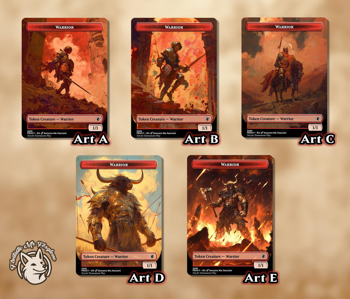 Warrior Token (Red) | Proxy Card — Choose Your Art!