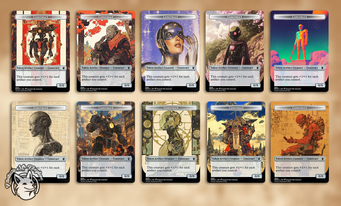 Construct Token | Proxy Cards — Perfect for Urza’s Saga, Urza Lord High, Karn Scion — 10 Arts to Choose From! (+ Servo Option)
