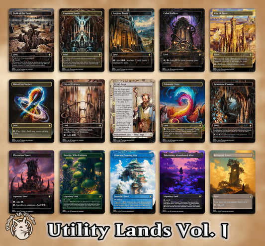 15+ Utility Lands | Proxy Cards — 2 Volumes! Buy Both for a Free Cmd Tower!—Tomb, Cradle, Coffers, Saga, City, Workshop, Bazaar, Academy