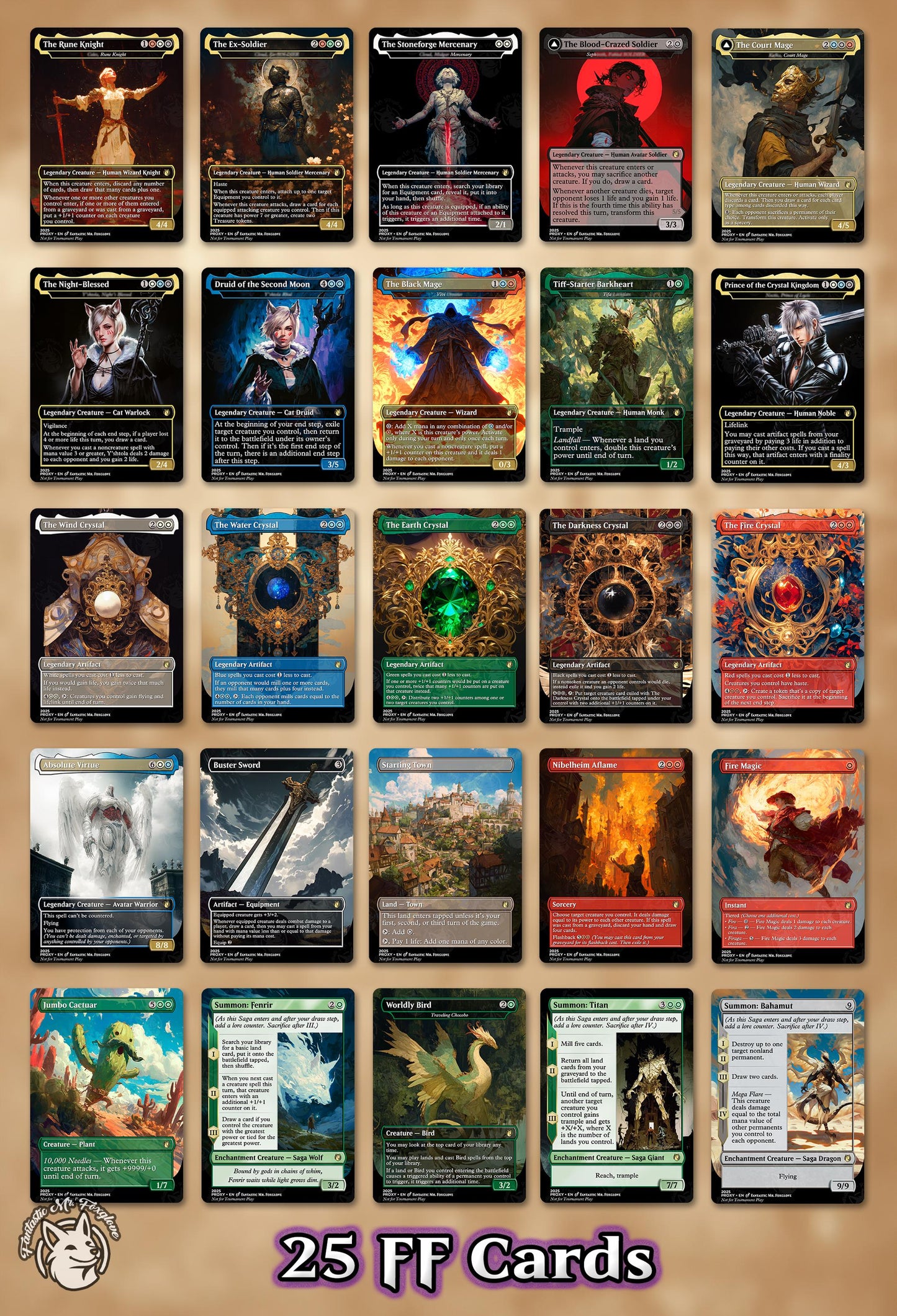 15+ FF Staples | Fantasy Series Proxy Cards with Cloud, Seph, Tifa, Vivi, Crystals, Buster Sword, Summon Bahamut, Kefka (Final -ly!)