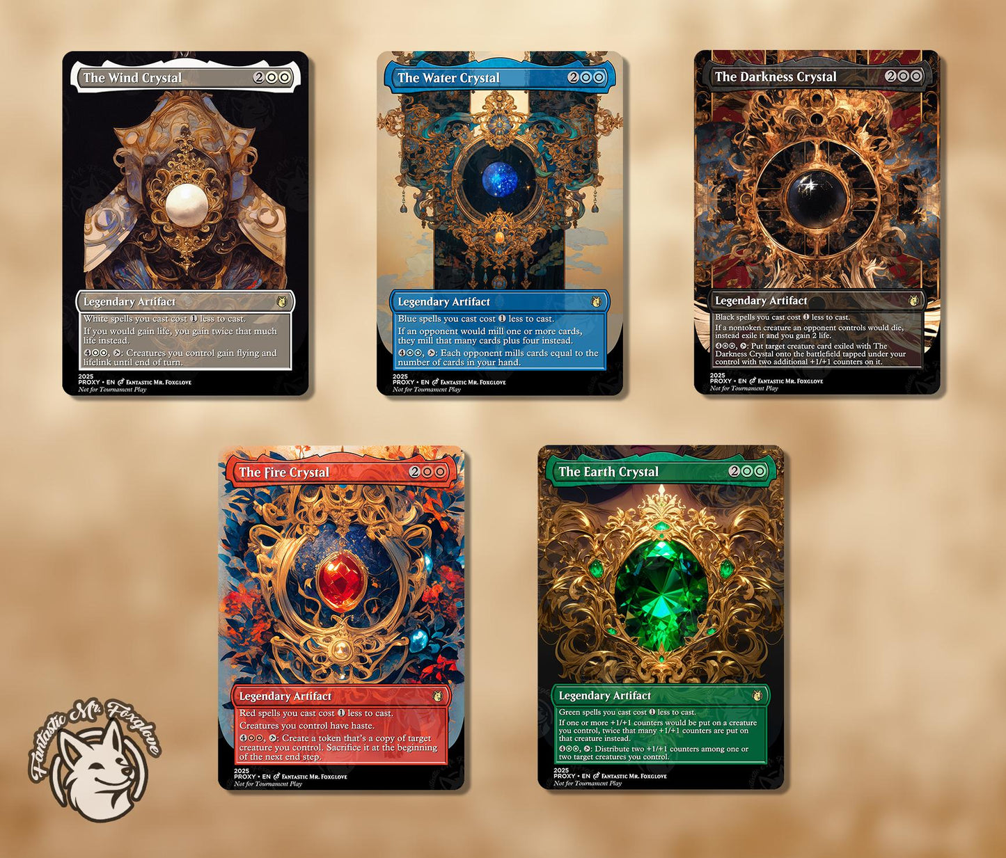 5 FF Crystals | Proxy Cards — The Water Crystal, Earth Crystal, Darkness Crystal, Fire Crystal, Wind Crystal