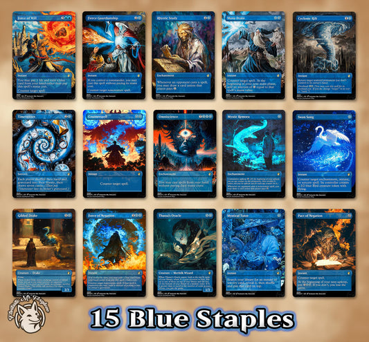 7+ Blue Staples | Proxies — Up to 36 Cards! Rhystic Study, Cyclonic Rift, Mana Drain, Force of Will, Fierce, Remora, Oracle, Mystical Tutor