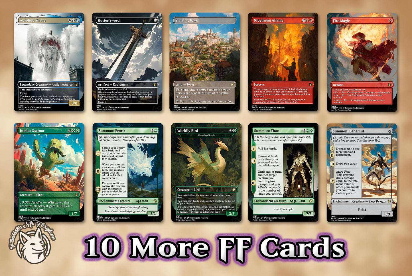 15+ FF Staples | Fantasy Series Proxy Cards with Cloud, Seph, Tifa, Vivi, Crystals, Buster Sword, Summon Bahamut, Kefka (Final -ly!)