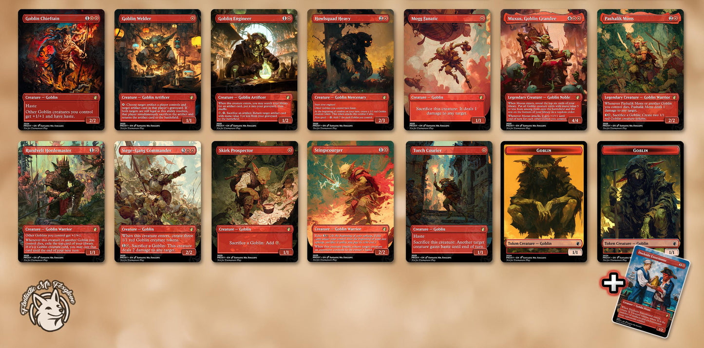 36 Goblin Staples | Proxy Cards — Krenko Mob Boss, Goblin King, Warchief, Muxus, Howlsquad, Rabblemaster, General Kreat, Welder, Dockside