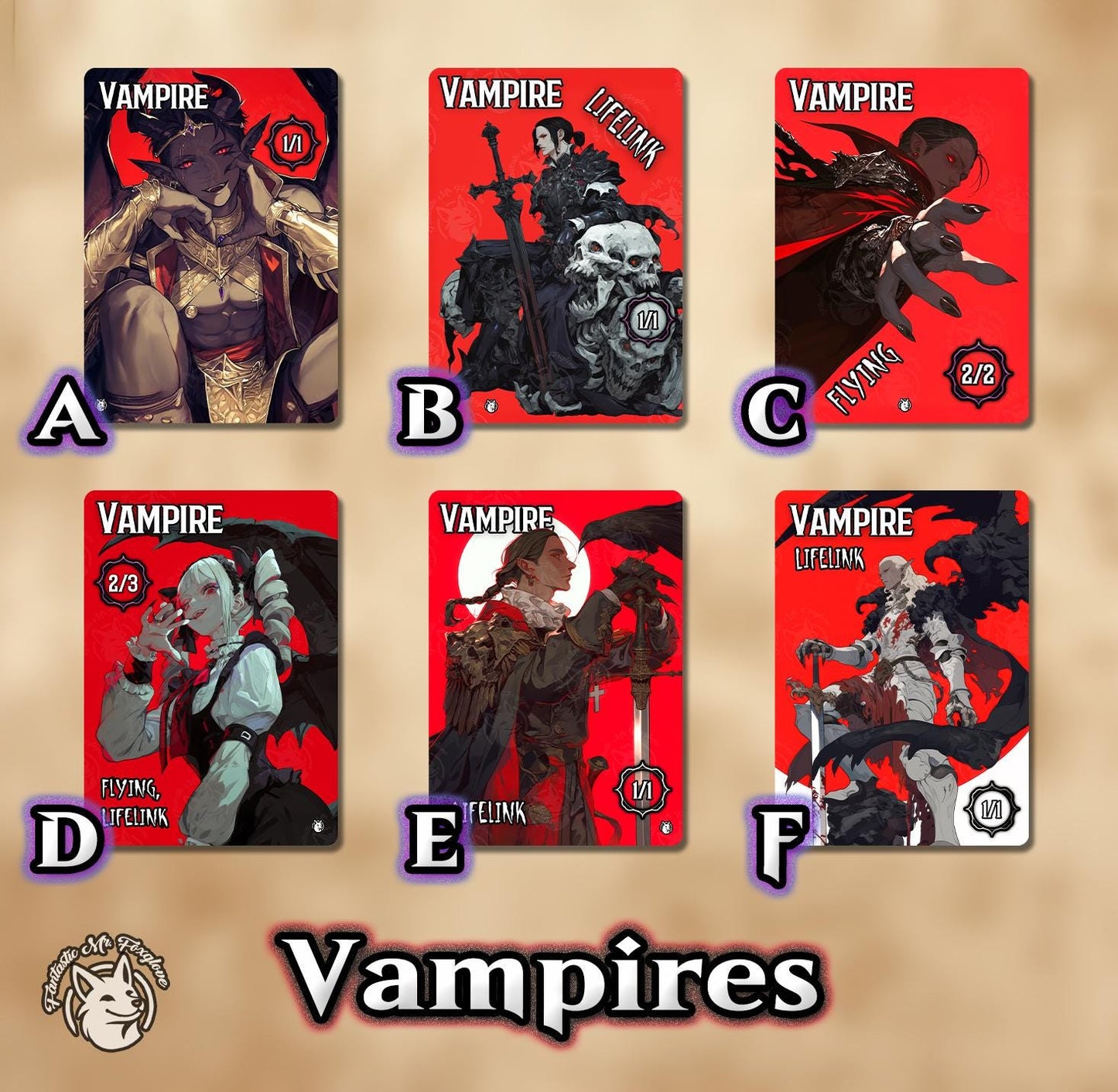 Vampire Token — Bold Modern Frame | Proxy Card (Choose Your Art and P/T!)