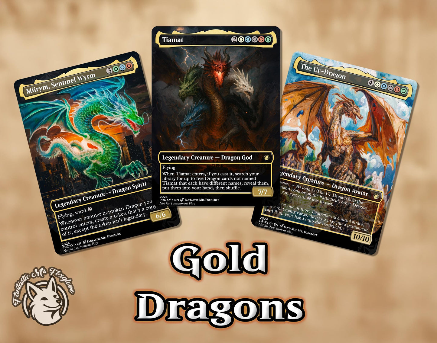 3+ Gold Dragons | Proxy Cards — Up to 10! Tiamat, Miirym, Sentinel Wyrm, The Ur-Dragon, can add Korvold, Ureni, Betor, Teval