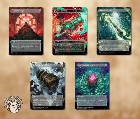 5 Legacy Sideboard Artifacts | Proxy Cards — Ghost Vacuum, Grafdigger's Cage, Thorn of Amethyst, Disruptor Flute, Tormod's Crypt