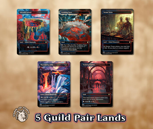 5 Guild Pair Dual Lands | Proxy Cards — Choose Your Color Pair! 1 Dual, 1 Fetch, 1 Shock, 1 Surveil, and 1 Bond Land