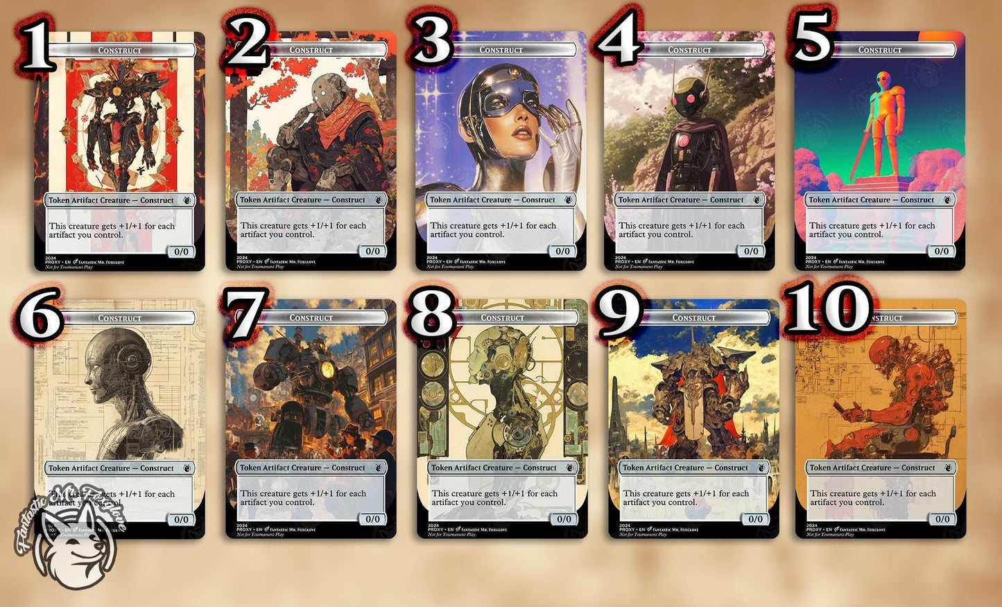 Construct Token | Proxy Cards — Perfect for Urza’s Saga, Urza Lord High, Karn Scion — 10 Arts to Choose From! (+ Servo Option)