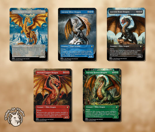 5 Ancient Dragons | Proxy Cards — Ancient Copper, Silver, Gold, Brass, Bronze Dragon