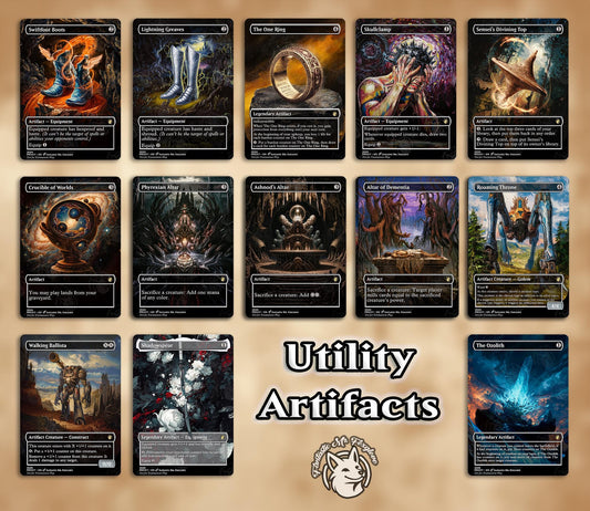 13 Utility Artifact Staples | Proxy Cards — Crucible, Roaming Throne, Greaves, Top, Skullclamp, The Ozolith, Shadowspear, etc