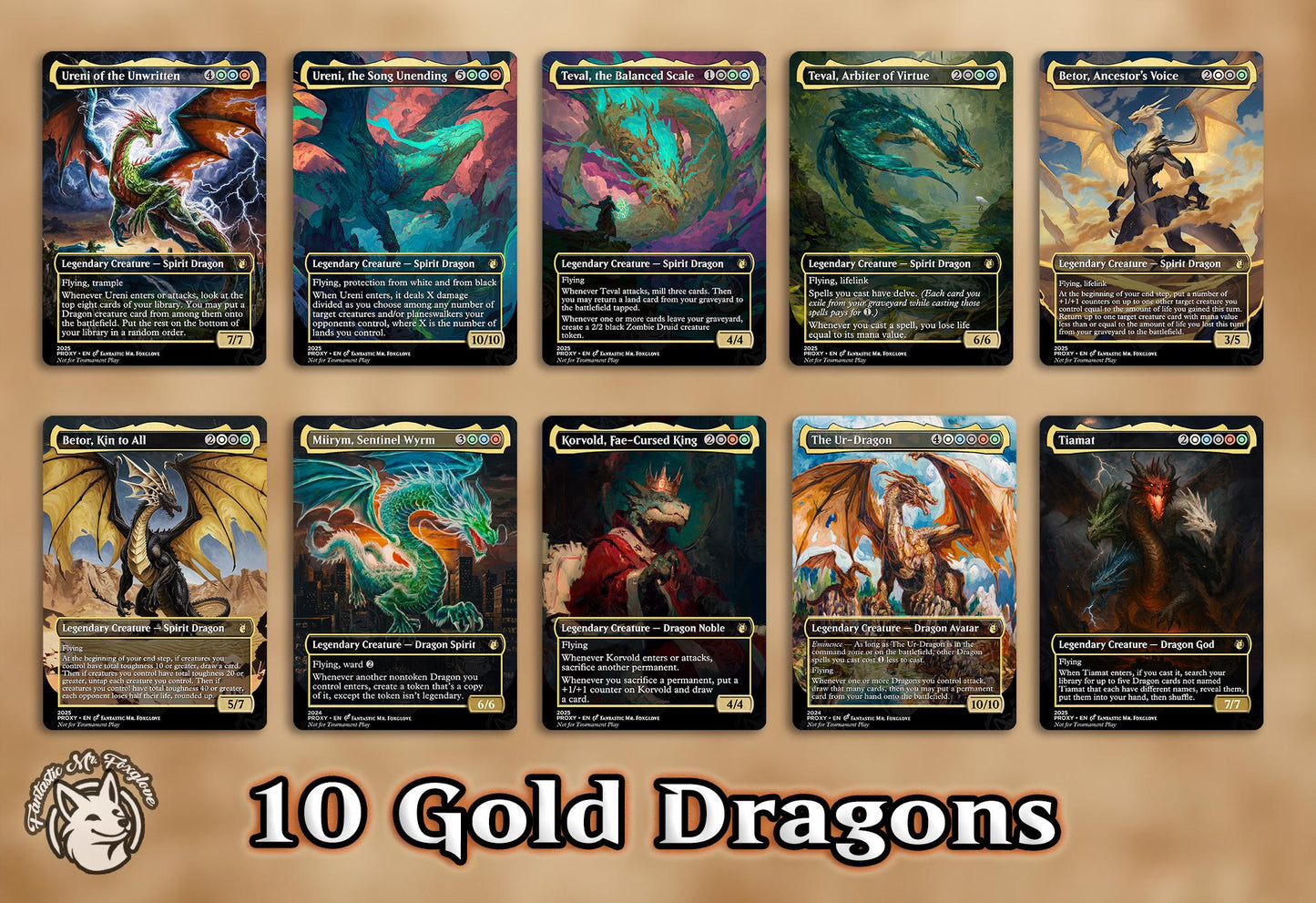3+ Gold Dragons | Proxy Cards — Up to 10! Tiamat, Miirym, Sentinel Wyrm, The Ur-Dragon, can add Korvold, Ureni, Betor, Teval