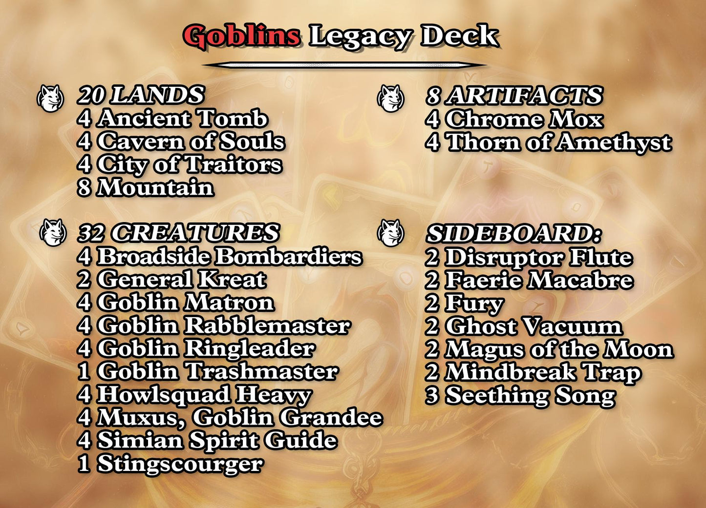 Goblins Legacy Proxy Deck | 75 Proxy Cards for Playtesting — Fun, Competitive, Ready-to-Play Deck!