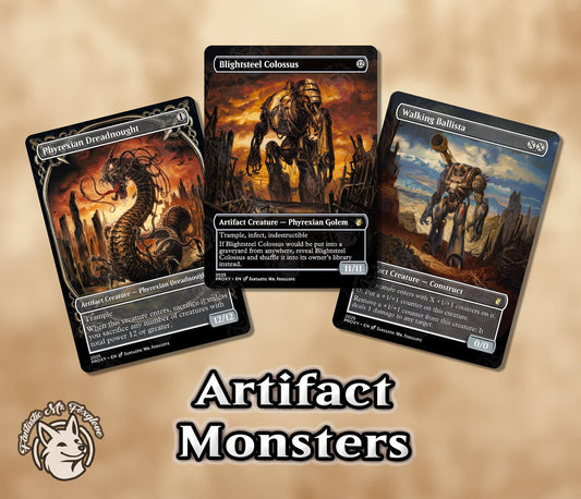3 Artifact Monsters | Proxy Cards — Phyrexian Dreadnought, Blightsteel Colossus & Walking Ballista