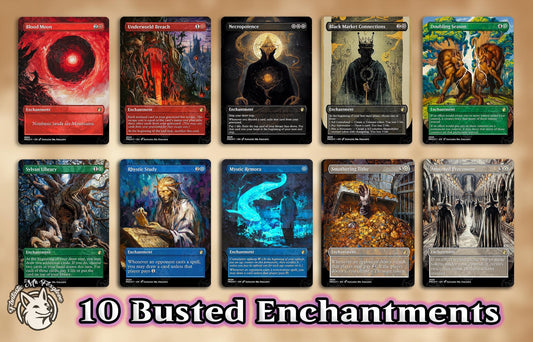 10 Busted Enchantments | Proxy Cards — Rhystic Study, Smothering Tithe, Doubling Season +can Add Procession, Remora, Breach, Necro & More!