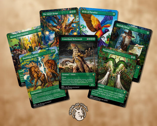 7+ Green Staples | Up to 60 Proxy Cards! Doubling Season, Parallel Lives, Worldly Tutor, Henge, Craterhoof, + can add Cradle, Gnawbone, etc