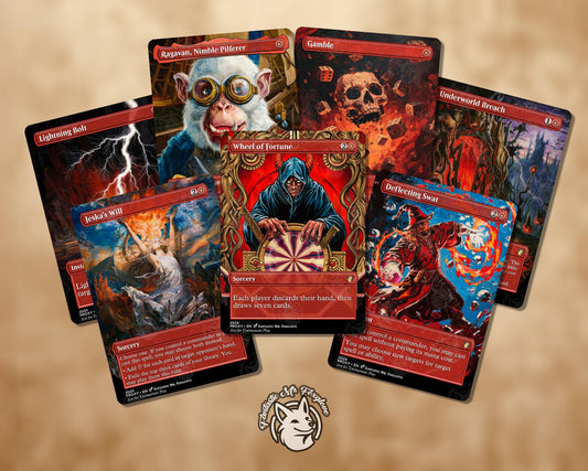 7+ Red Staples | Proxies—50 Cards Available! Wheel of Fortune, Deflecting Swat, Jeska's, Ragavan, Bolt, Gamble, Kiki, Anc. Copper Dragon etc