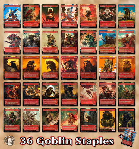 36 Goblin Staples | Proxy Cards — Krenko Mob Boss, Goblin King, Warchief, Muxus, Howlsquad, Rabblemaster, General Kreat, Welder, Dockside