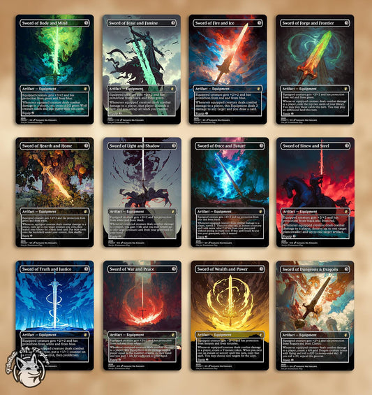12 Swords of X and Y | Proxy Cards — Sword of Feast and Famine, Fire and Ice, Body and Mind, Light and Shadow, Truth and Justice, etc