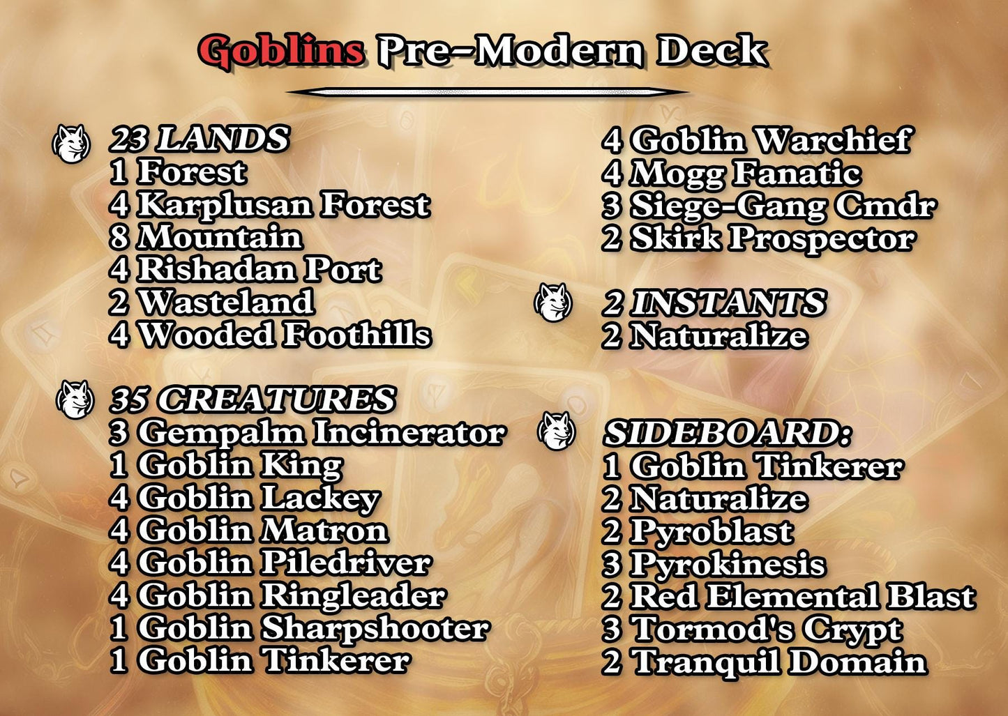 Goblins Pre-Modern Proxy Deck | 75 Proxy Cards for Playtesting — Fun, Competitive, Ready-to-Play Deck!