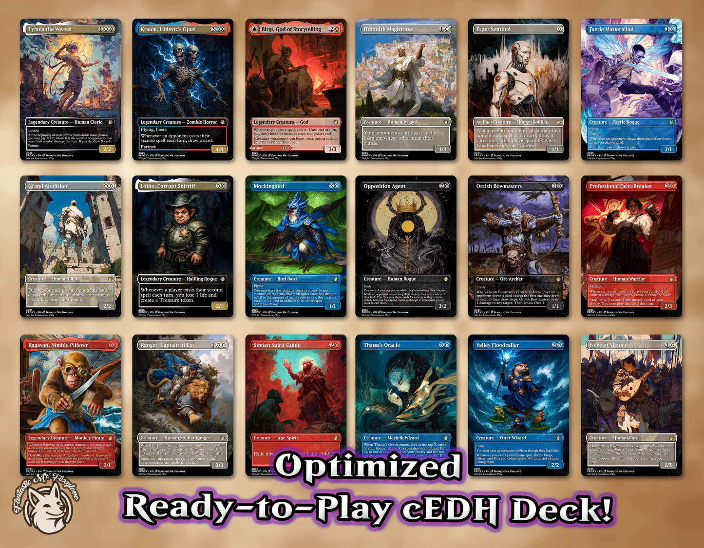 Tymna Kraum cEDH Deck | 100 Proxy Cards + 8 Tokens! Optimized for cEDH aka Bracket 5 — Blue Farm — Tymna the Weaver & Kraum, Ludevic's Opus