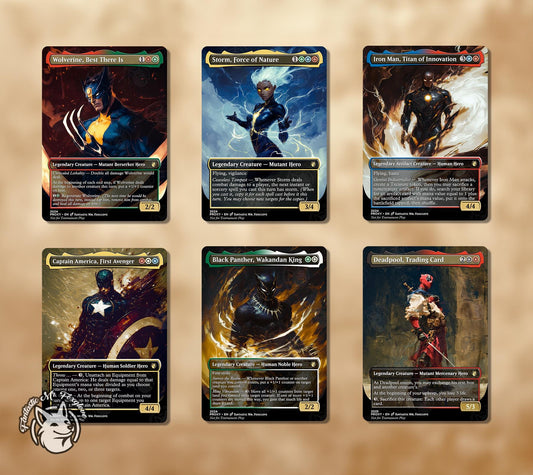 6 Heroes | Proxy Cards — Storm, Iron, Captain, Panther, Wolverine, Pool